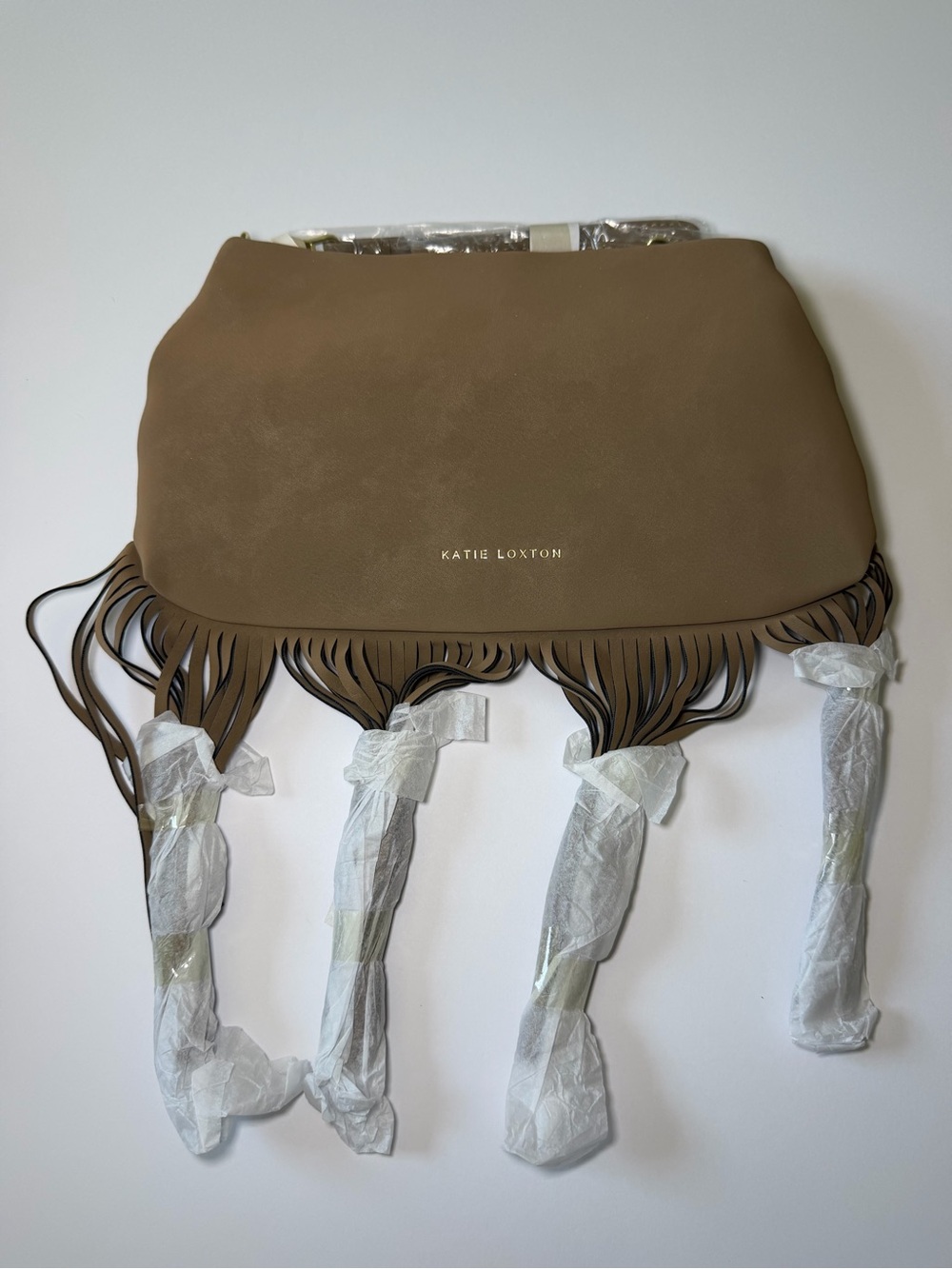 KATIE LOXTON Taupe Fringe Shoulder Bag